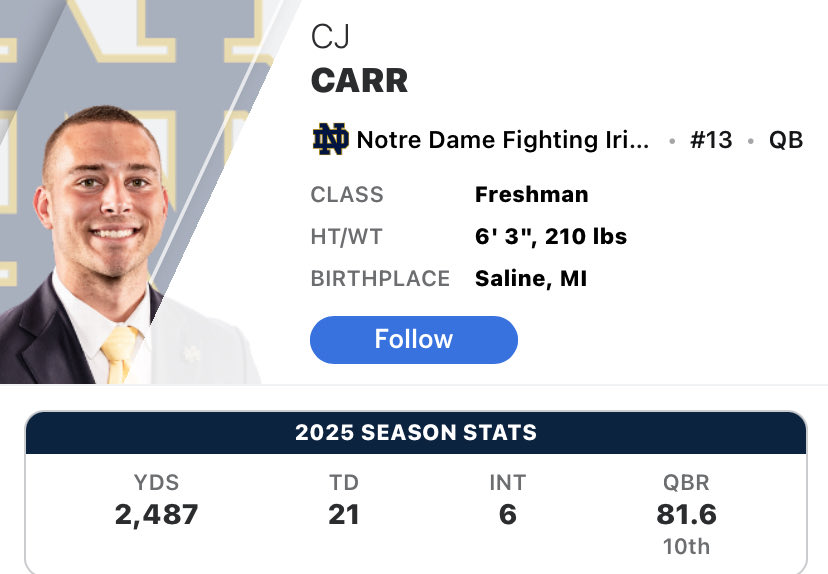 Michigan_X12's tweet image. I love Bryce Underwood, he is very  talented and has shown flashes of greatness this year but I am going to call a spade a spade. Some people in the media acts like he better than he actually is and I am sick of it. Don’t let the hype fool you, guys like CJ Carr are much better