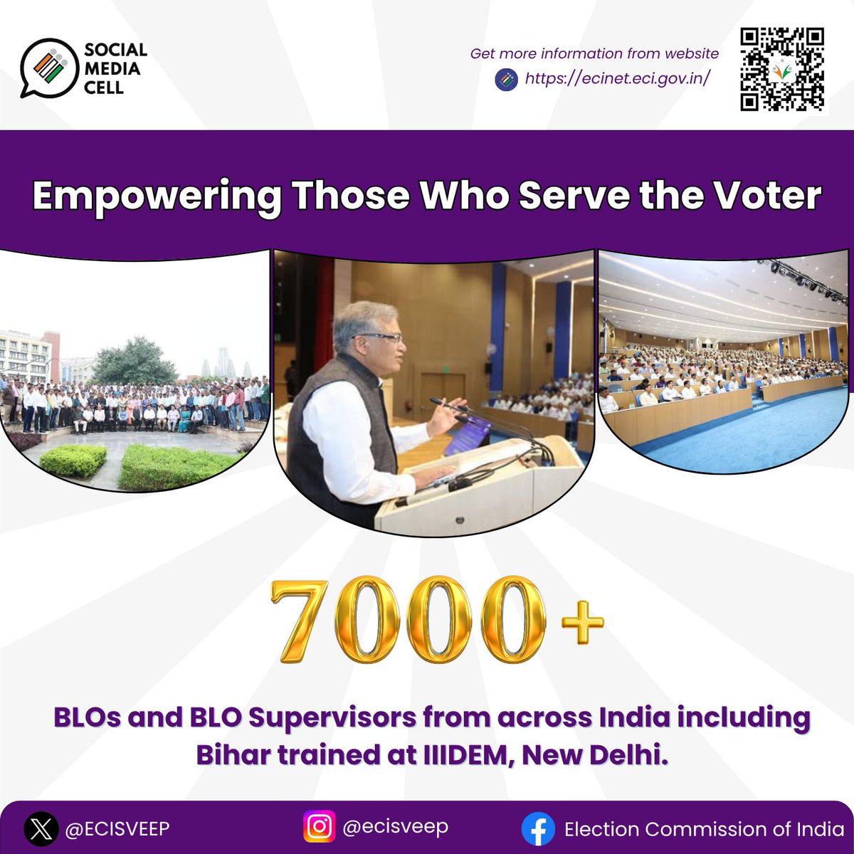 CeoManipur's tweet image. Over 7,000 BLOs and BLO Supervisors from across India have been trained at IIIDEM, New Delhi to enhance field-level efficiency &amp;amp; preparedness  
Know more: ecinet.eci.gov.in

@ECISVEEP @SpokespersonECI 

#CEOManipur #ECI #BLOs