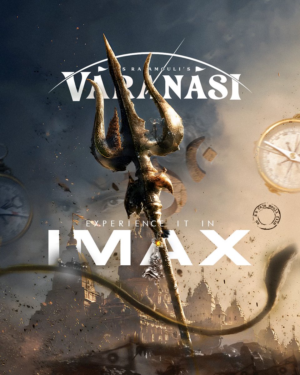 The divine weapon, the ancient city, and the spectacle of Varanasi. Witness the grand vision in IMAX 🔱🔥

#varanasi <a href="/VaranasiMovie/">Varanasi</a> #GlobeTrotter #ssmb29