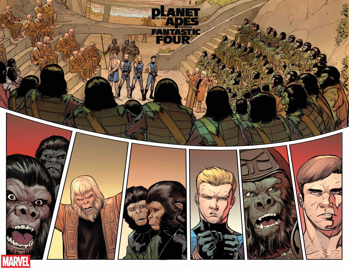 DiscussingFilm's tweet image. First look at the ‘PLANET OF THE APES VS FANTASTIC FOUR’ crossover comic series.

Written by Josh Trujillo with art by Andrea Di Vito