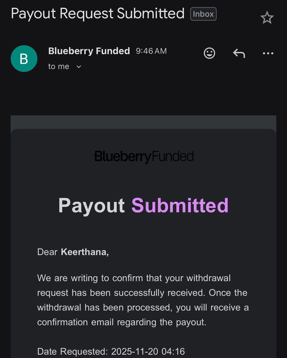 Forex_Karnataka's tweet image. ⁦@BlueberryFunded⁩ ⁦⁦⁦@BlueberryMarcus⁩  Requested Payout At blueberry ......#propfirm, #funded #blueberryfunded #proptrading