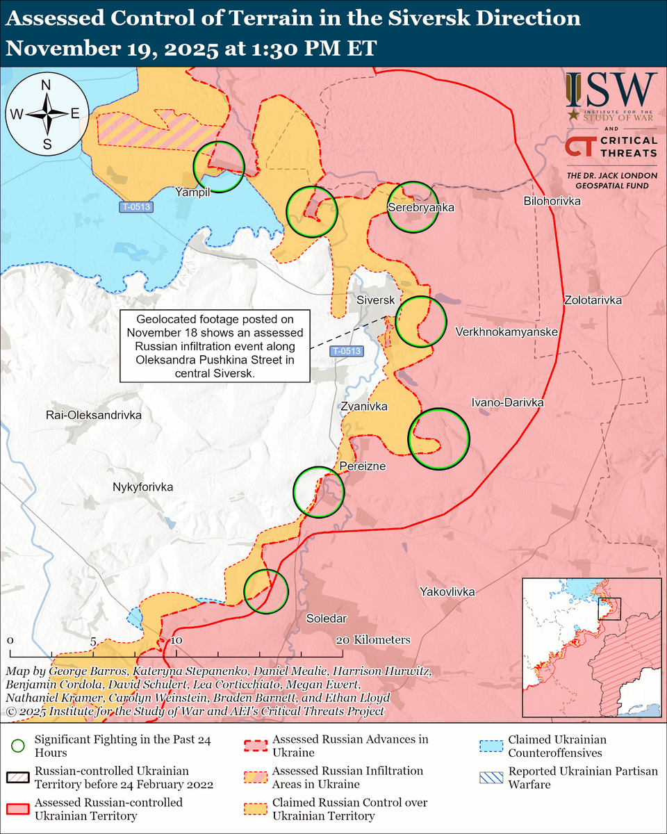 TheStudyofWar's tweet image. NEW: Russia killed at least 26 Ukrainian civilians and injured at least 139 on the night of November 18 to 19 during its combined missile and drone strikes that disproportionately impacted civilian areas.

Other Key Takeaways:

US and Russian officials reportedly drafted a…
