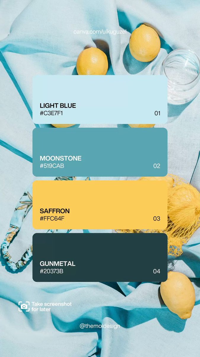 typelabo's tweet image. coastal blue and saffron palette with hex codes for summer brands (themoldesign)
