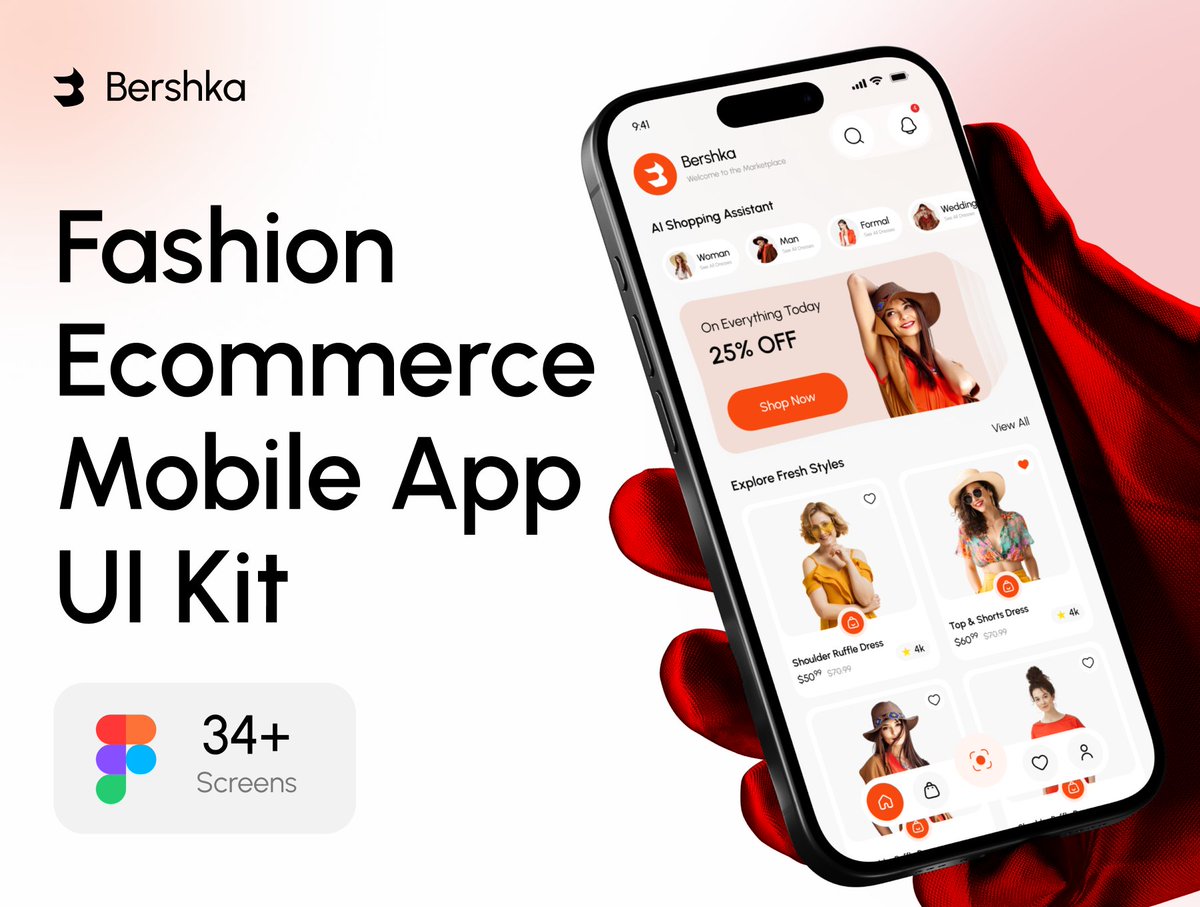 KitifyS40408's tweet image. Just dropped: Bershka – Fashion Ecommerce Mobile App UI Kit 👗✨

• 60+ premium screens
• Luxury fashion aesthetics
• Smooth shopping flow
• Fully editable in Figma

Explore here → ui8.net/kitify-studio/…

#UIDesign #Figma #UIKIT #FashionApp #EcommerceUI #AppDesign