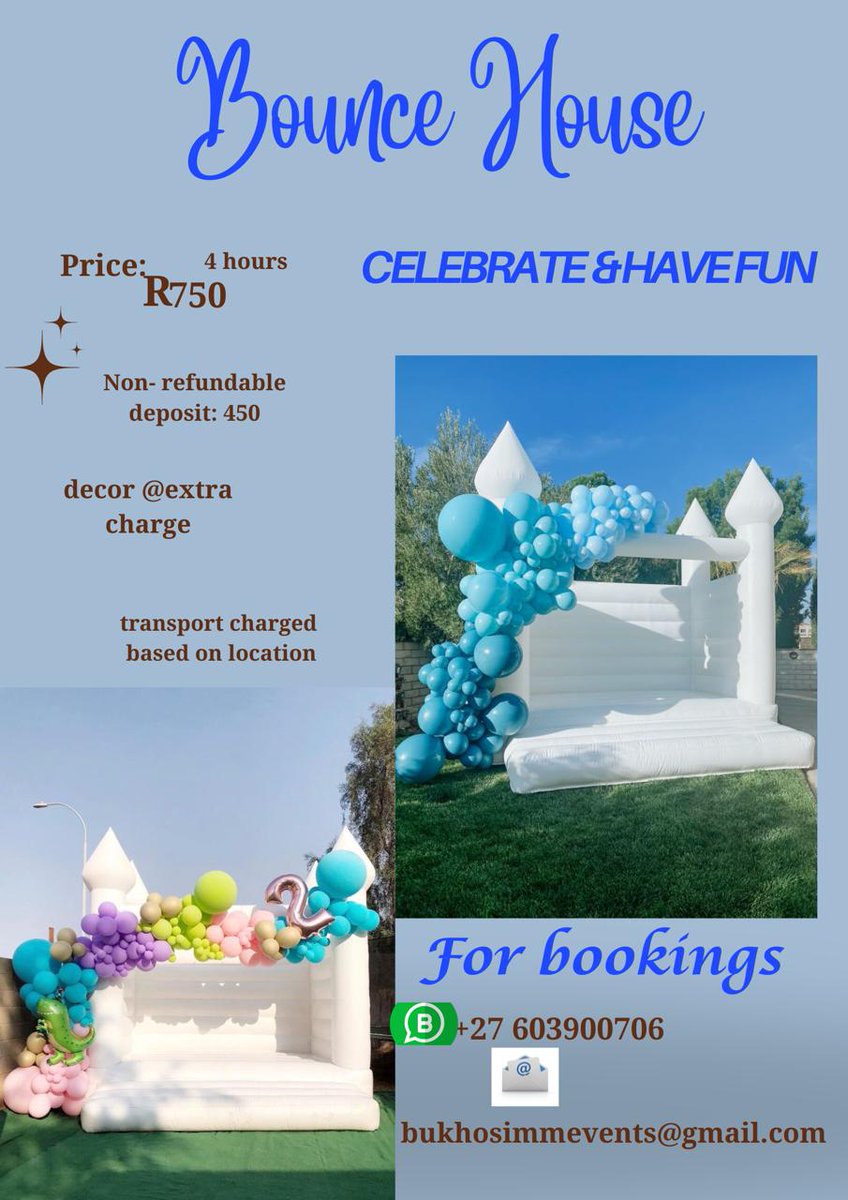 Join the fun with @BukhosiMM! 🎊 We bring the party to Johannesburg kids with AWESOME play experiences! 🚀 Inflatables galore + expert care = PARTY PERFECTION! 💥 Book now and give your little ones a blast they'll never forget! 😊🎂 #BukhosiMM #KidsPartyFun #JHBEvents