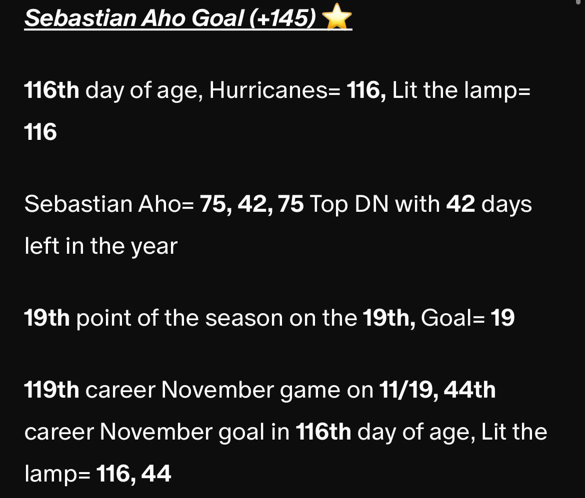CASH BOTH FAVS TODAY⭐️ never fade a 116 🥅 on a generational heater this season w/NHL &amp; <a href="/locksbysns/">Signs & Symbols 🔢🔠</a> we both called this in spaces aswell 

SEBASTIAN AHO GOAL✅ +145

#gematria #nhl #raiseup