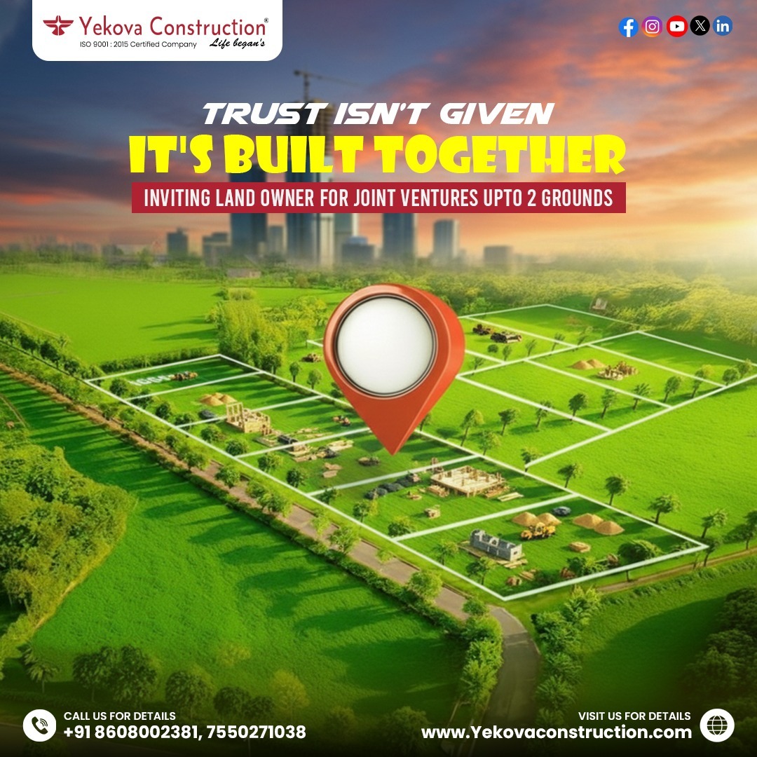 Yekovaproject's tweet image. At Yekova, every partnership is founded on mutual trust, transparency, and long-term collaboration.
Reach out to us!
📞+91-8608002381/+91-7550271038
📩 yekovaconstruction@gmail.com
🌐 yekovaconstruction.com
#property #turnkeyprojects #promoters #contracts #smartcontracts