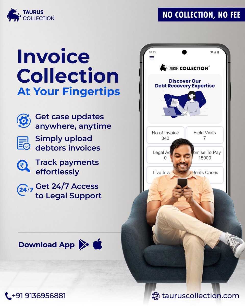 TaurusCPL's tweet image. Your business invoice recovery deserves clarity, not chaos.
Download the Taurus Collection App today and manage your recoveries with just a tap.
📷 +91 9136956881
📷 tauruscollection.com

#TaurusCollection #BusinessApp #InvoiceRecovery #DebtManagement #DigitalRecovery
