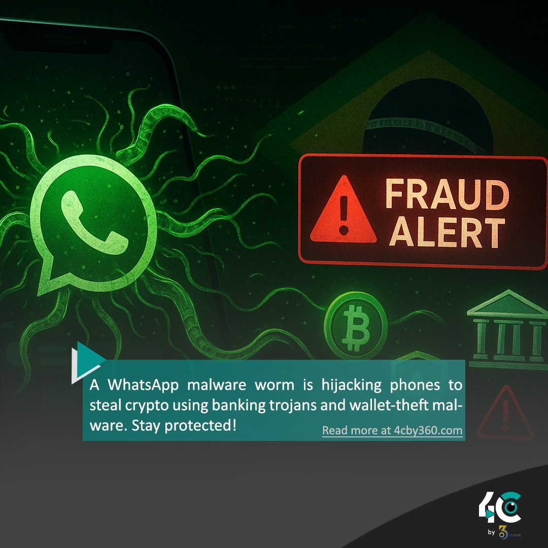 4cby360's tweet image. Brazil issues a major alert 🚨🇧🇷
A WhatsApp malware worm is hijacking phones to steal crypto using banking trojans and wallet-theft malware.
4cby360.com/brazil-alert-s…
#CryptoSecurity #BrazilCrypto #MalwareAlert #WhatsAppHack #CyberThreat #CryptoSafety #Web3Security #HackingAlert