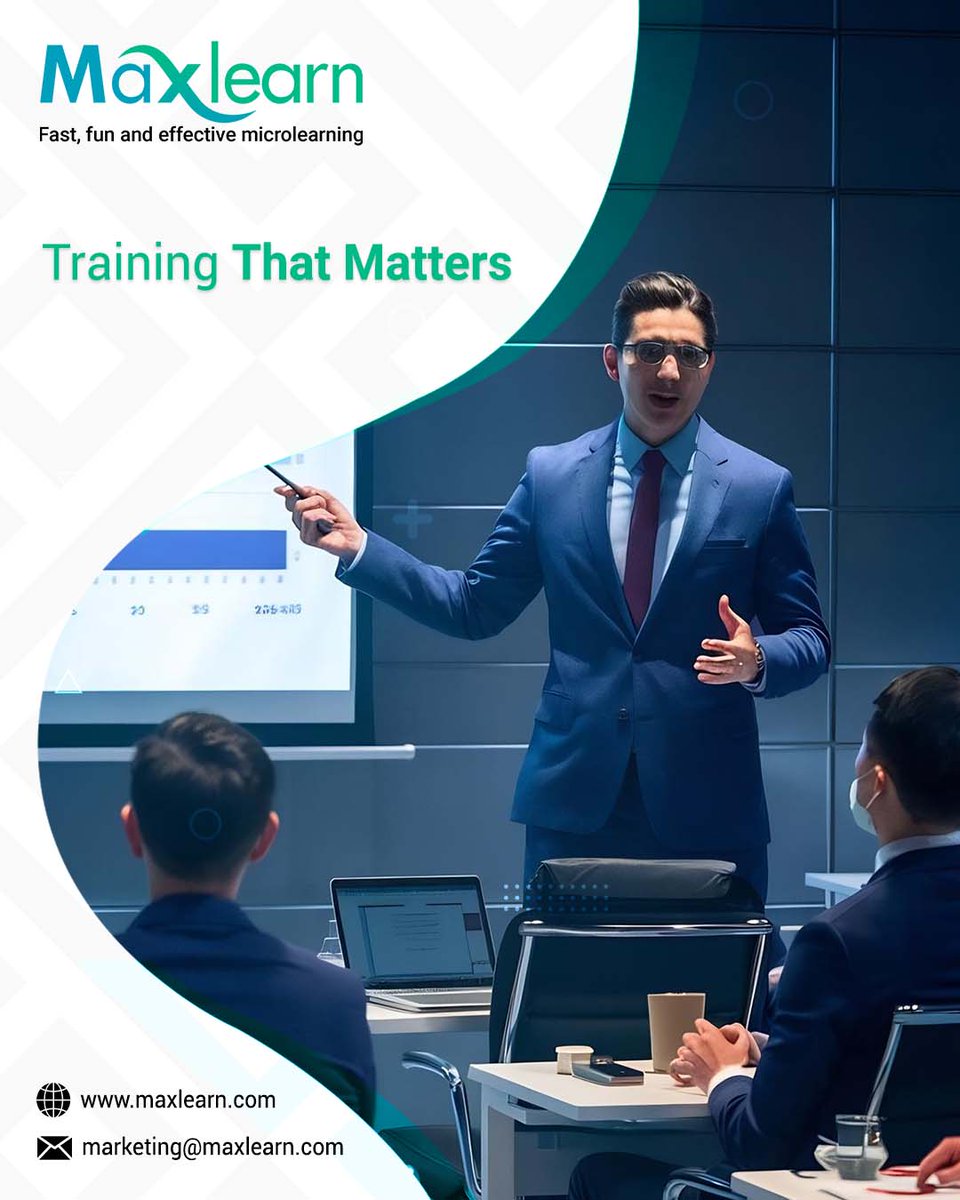 maxlearn_global's tweet image. Beyond Compliance
MaxLearn turns mandatory courses into actionable behavior change that benefits the organization. To know more... maxlearn.com/request-a-demo/

#ScenarioBasedLearning #learningretention #AITraining #MobileLearning #employeeengagement #TrainingROI #adaptivelearning