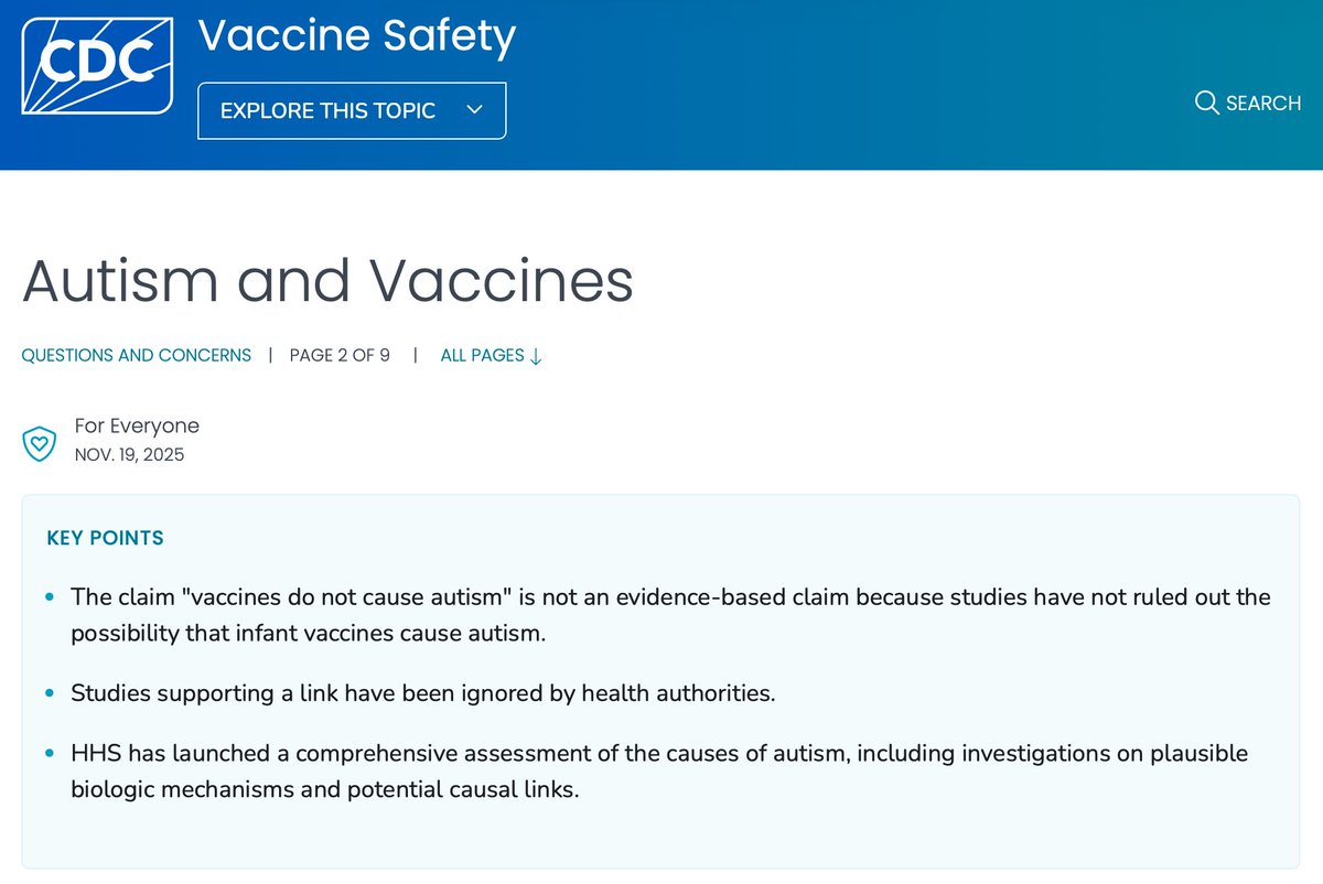 luckytran's tweet image. Trump and RFK Jr&apos;s CDC just added a page that is full of disinformation about vaccines and autism.