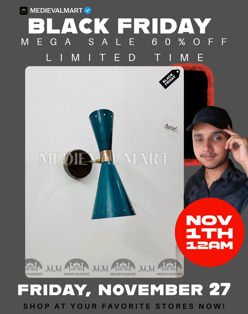MedievalMartUK's tweet photo. MEDIEVALMART UK Turquoise Brass Wall Sconce: Mid Century Italian Stilnovo Lighting
...
MEDIEVALMART UK BIGGEST BLACK FRIDAY SALE ON GOING TO OUR STORE 👇 @MedievalMartLTD 
TAGS......
#medievalmart #medievalmartuk #BlackFriday #BlackFridaySale https://t.co/tuxIDhfnxl