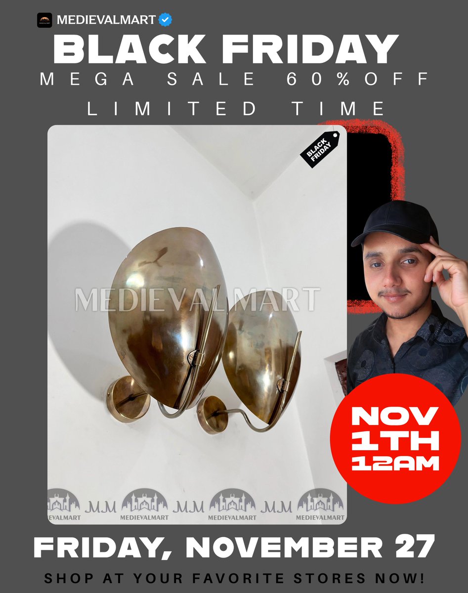 MedievalMartUK's tweet photo. MEDIEVALMART UK Vintage Brass Beetle Sconce: Mid Century Modern Wall Light Fixture
...
MEDIEVALMART UK BIGGEST BLACK FRIDAY SALE ON GOING TO OUR STORE 👇 @MedievalMartLTD 
TAGS......
#medievalmart #medievalmartuk #BlackFriday #BlackFridaySale https://t.co/q9i6F7Fbyo