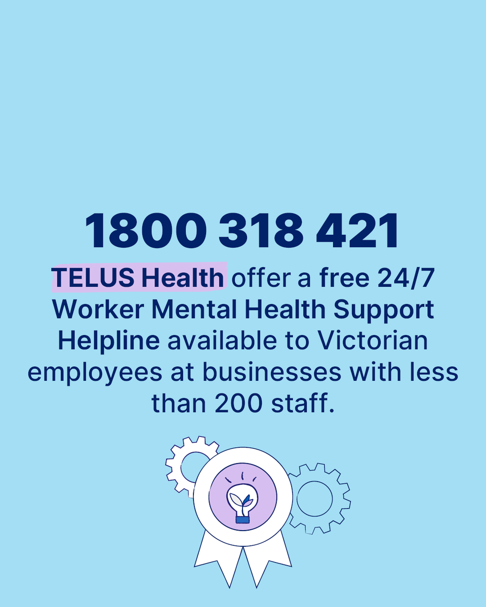 vicchamber's tweet photo. Feeling overwhelmed at work? You’re not alone.
Victorian workers in small &amp; medium businesses can access FREE 24/7 mental health support—including 4 counselling sessions.
📞 Call 1800 318 421 or visit TELUS Health. https://t.co/0p1WqlgPJ1