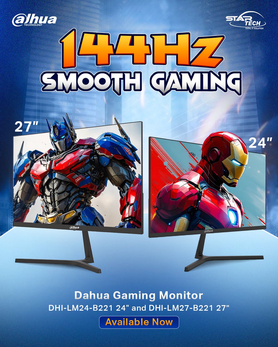 startechbd's tweet image. Dahua 24&quot; &amp;amp; 27&quot; 144Hz IPS Gaming Monitors – Available Now! 🔥

📌 Get Yours Now:

DHI-LM24-B221 (24&quot;)- startech.com.bd/dahua-dhi-lm24…

DHI-LM27-B221 (27&quot;)- startech.com.bd/dahua-dhi-lm27…

#Dahua #GamingMonitor 
#NewProduct #InStockNow #144Hz #PCGamer