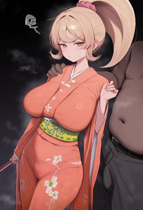 お題箱 「もしよろしければダンガンロンパ3という作品の成長後の西園寺日寄子をお願いしたいです…!ポニーテールとピンクの着物とが特徴のお姉さんです! 普段美と日本文化にこだわる優雅なお姉さんなので、アメリカンビキニを着てBBC堕ちしてるのが見たいです!」