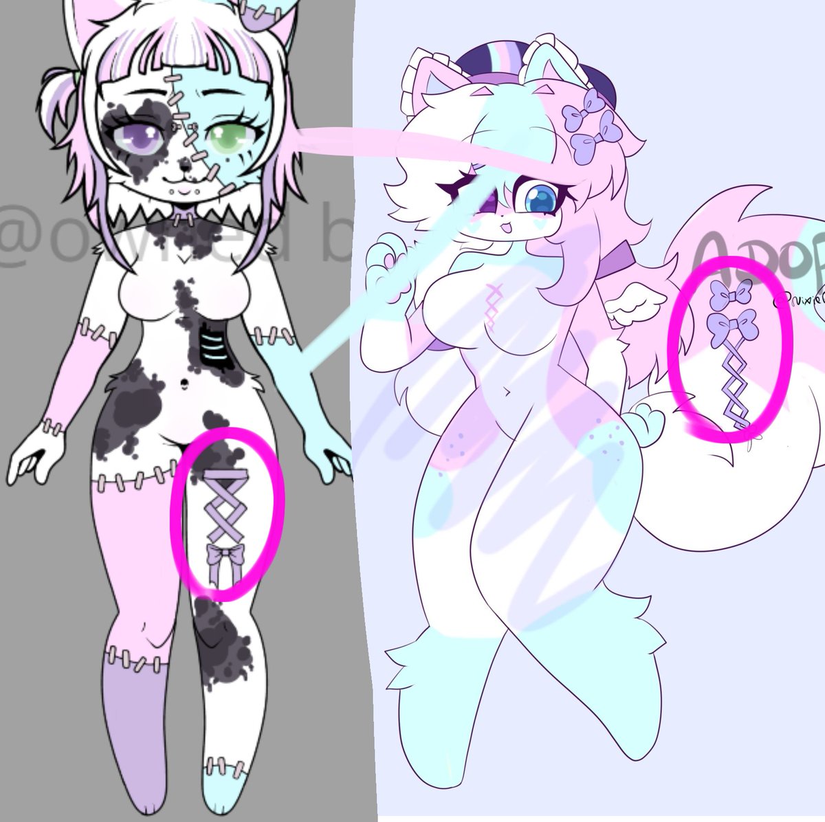 Color picked and also the same stitch with the same color, just flipped upside down
both have heterochromia