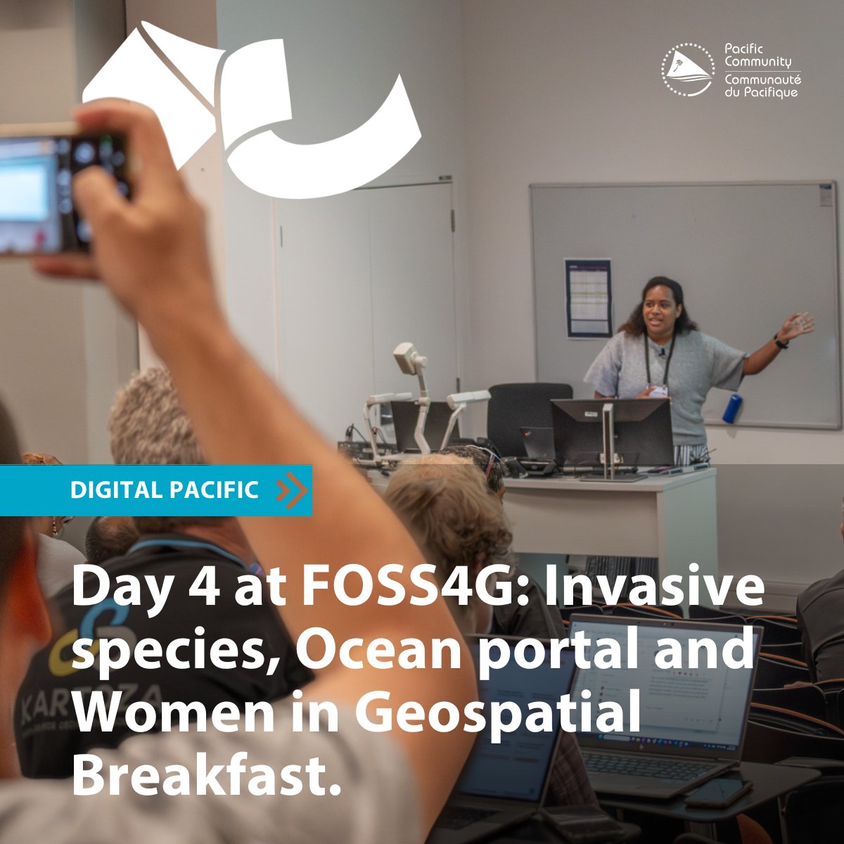 spc_cps's tweet image. Day 4 at #FOSS4G kicked off with SPC-sponsored Women in Geospatial Breakfast followed by a discussion about SPC&apos;s DE Pacific role in identifying invasive species &amp;amp; its application.
SPC also presented Pacific Ocean Portal 2.0, a transformative platform advancing ocean science