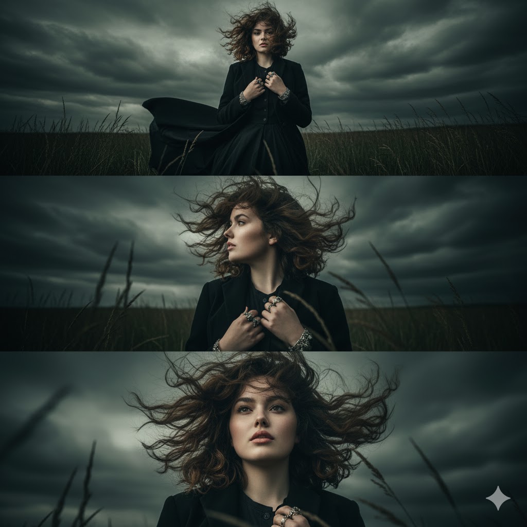 Elegance in the Storm: A Captivating Triptych