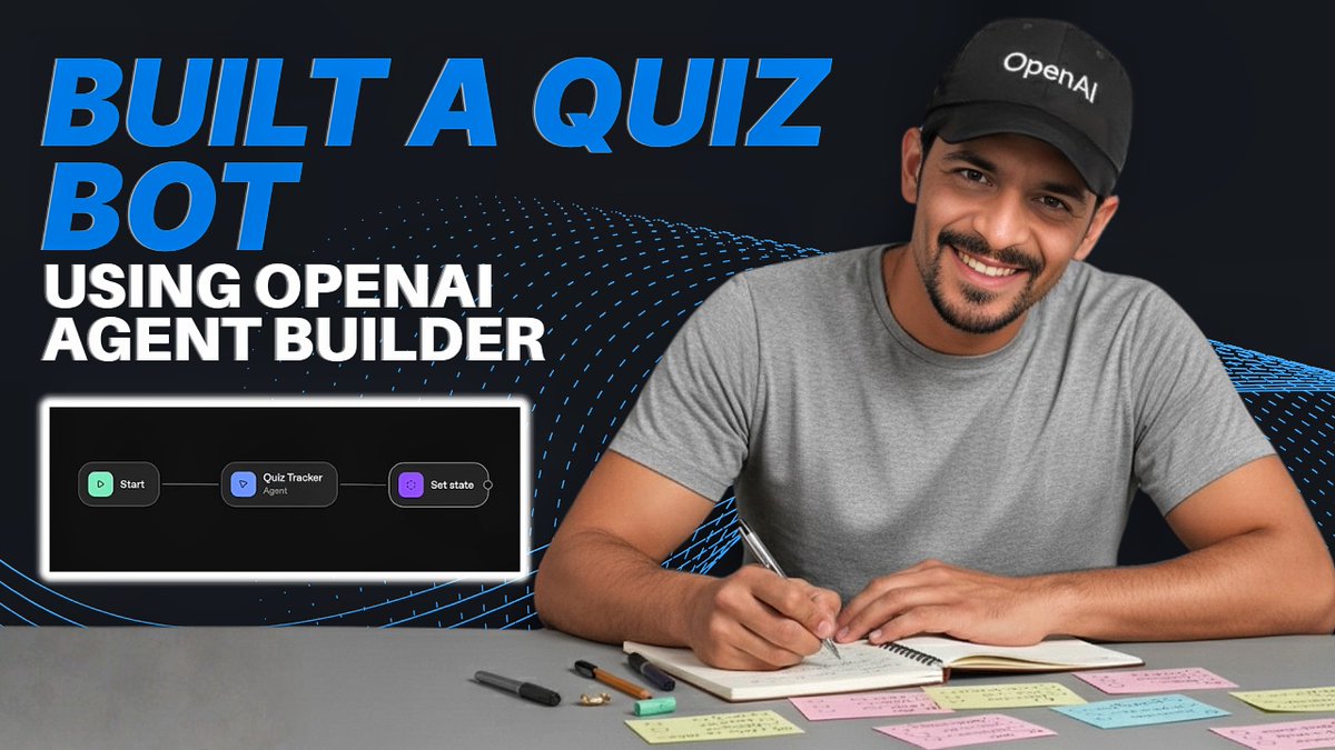 RitzTalks's tweet image. We’re building our first workflow inside OpenAI Agent Builder

In this episode, we create a complete Quiz Bot from scratch — tracking correct answers, wrong answers, total questions, reading MCQs from a file, and showing the final score using a custom widget.
All of this… with…