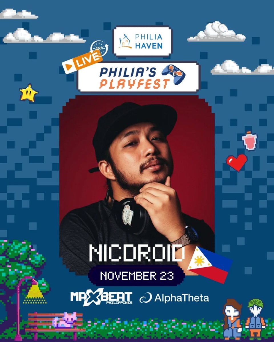I'm officially joining #PhiliasPlayfest as an OFFICIAL STREAMER, and with the support of MAXBEAT Philippines and AlphaTheta PH, I'll be also performing live on Nov. 23!

Will be streaming Rhythm Games and dropping beats for a good cause!

#StreamersForGood