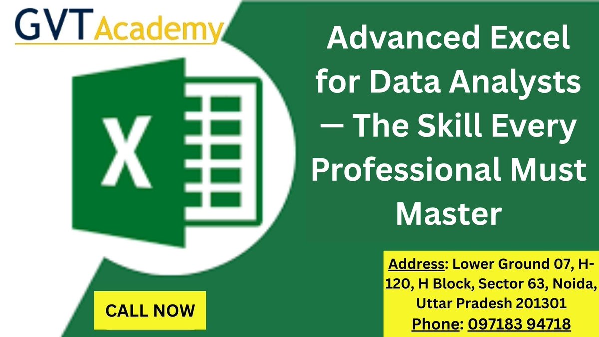 GVTAcademy's tweet image. linkedin.com/posts/gvt-acad…
#DataAnalytics #ExcelMastery #AdvancedExcel #ExcelForDataAnalysis #DataAnalystSkills #BestDataAnalystCourseInNoida #GVTAcademyNoida
#LearnExcel #ExcelTips #ExcelTraining #PowerQuery #PivotTables #XLOOKUP
#DataVisualization #UpskillYourself