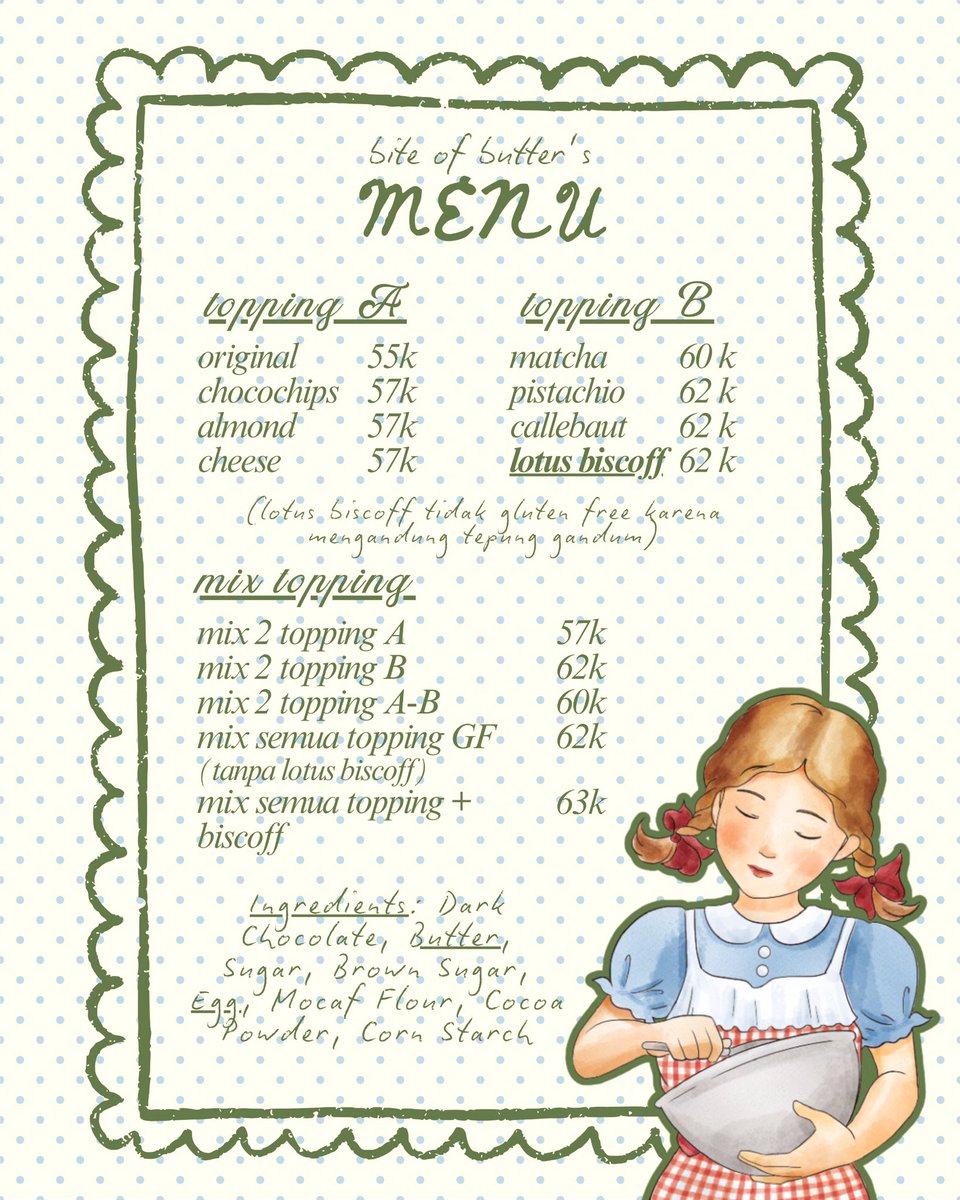 temen-temen tolong bantu RT yaa ❤️

aku open PO Gluten-Free Brownies (pakai tepung mocaf) dan full butter untuk pengiriman besok 📦

PO minggu kemarin banyak yang mau mix topping, sekarang sudah readyy!! 🥰✨