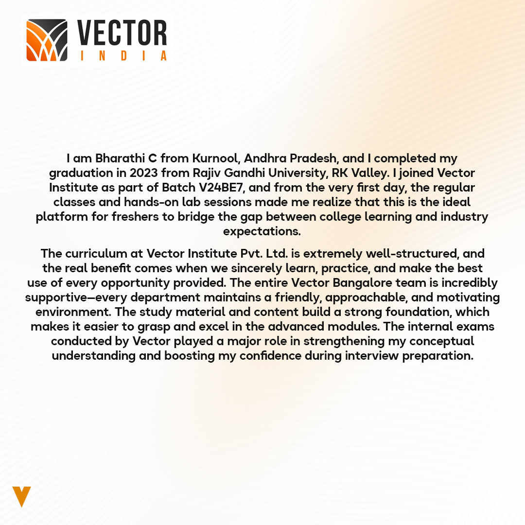 Vector_India's tweet image. Proud Moment for Vector India!
Congratulations to Bharathi C for securing a 13 LPA placement at Chelsio Communications. Your hard work and Vector’s hands-on training truly paid off. Keep shining! 
#EngineeringGraduates #EmbeddedSystems #PlacementSuccess #EngineeringColleges