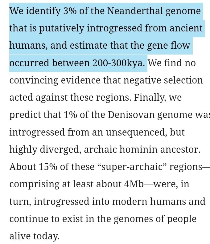 berattsyldz_'s tweet image. Yes! &quot;We identify 3% of the Neanderthal genome that is putatively introgressed from ancient humans, and estimate that the gene flow occurred between 200-300kya. &quot; share.google/4usiyDK5JB5RKY…