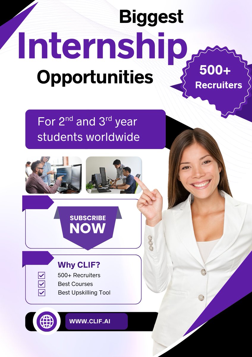 Attention Students! CLIF is opening doors for you with hundreds of Internship Opportunities. 

Unlock hundreds of internship opportunities through our network of 500+ top recruiters.
If you’re a college student anywhere in the world, your dream career starts right here.