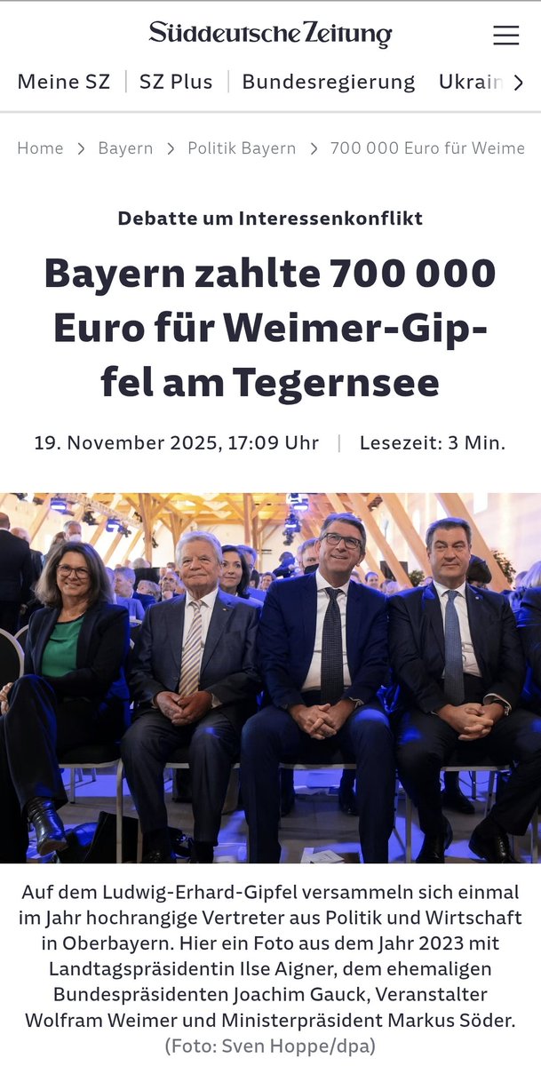 Wieso zahlte Bayern an Wolfram Weimer und seine Frau 700.000 Euro für diesen Ludwig-Erhard-Gipfel? 😵‍💫

sueddeutsche.de/bayern/weimer-…