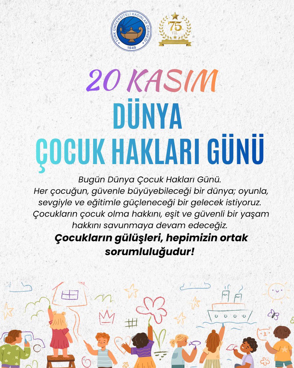 Bugün Dünya Çocuk Hakları Günü.
Her çocuğun en temel hakkı, çocuk olma hakkıdır. Oynamak, öğrenmek, merak etmek, güven içinde büyümek… Bizler biliyoruz ki eşitlik, barış ve özgürlük ancak çocukların eğitimle güçlendiği, haklarının eksiksiz korunduğu bir dünyada mümkündür.