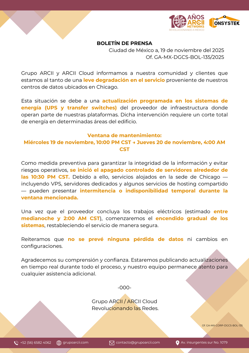 GrupoARCII's tweet photo. ❌ 𝐅𝐀𝐋𝐒𝐎 𝐪𝐮𝐞 “𝐆𝐫𝐮𝐩𝐨 𝐀𝐑𝐂𝐈𝐈 𝐞𝐬𝐭é 𝐞𝐧 𝐜𝐫𝐢𝐬𝐢𝐬”
Nuestro equipo informó oportunamente y desde hace más de dos semanas. #ARCIIInforma https://t.co/YyG1yfjouI