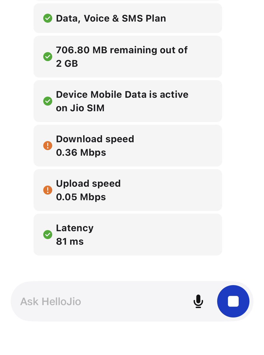 dv_4007's tweet photo. @JioCare internet speed like 2g 
Face problem last 6 months https://t.co/Coy0GMSybZ