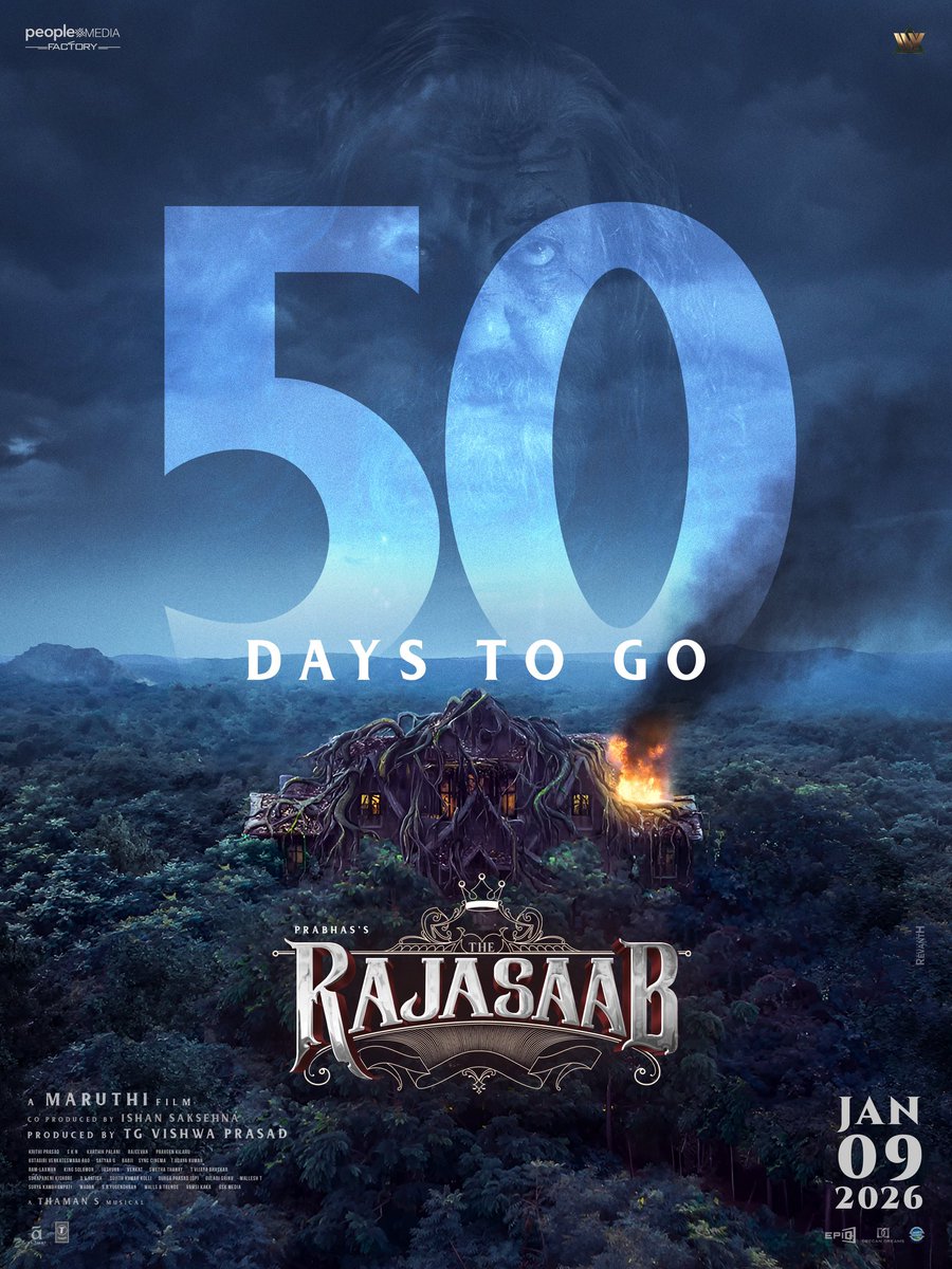 PrabhasRules's tweet image. REBEL SAAB is coming 💥💥💥

50 days to go for BIGGEST HORROR FANTASY ever in INDIAN CINEMA.

#TheRajaSaab worldwide releasing on Jan 9th 2026 🔥🔥🔥🔥