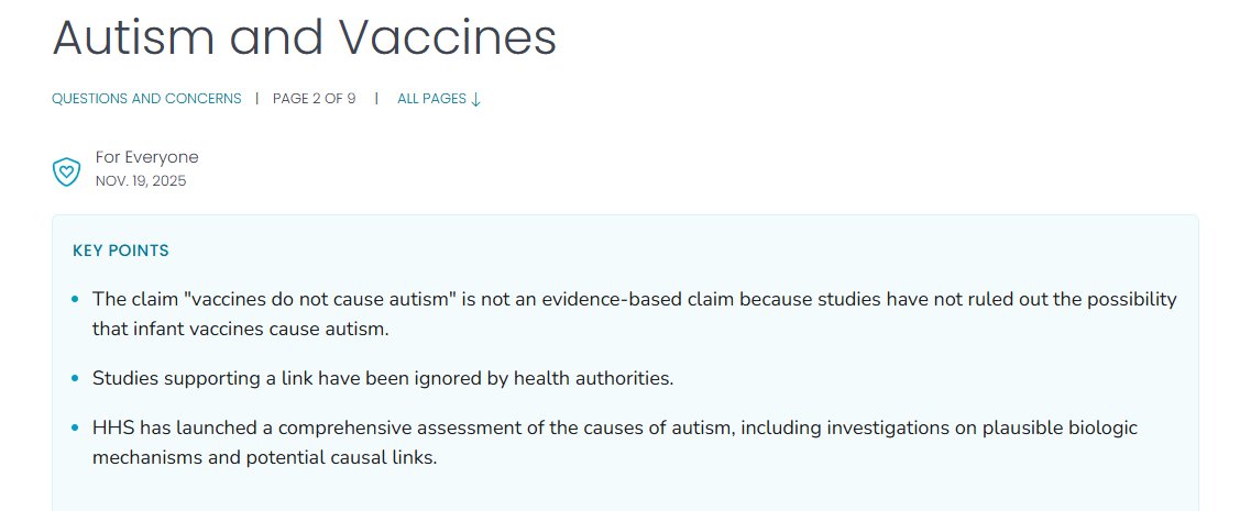 💥💥💥Bilim dünyasına nükleer bomba düştü!
Şu tüm filim adamlarının taptığı, her sözünü emir telâkki ettiği CDC bakın ne diyor:
▶“Aşılar otizme sebep olmaz” iddiası kanıta dayalı bir iddia değildir, çünkü çalışmalar bebek aşılarının otizme sebep olma ihtimalini ortadan