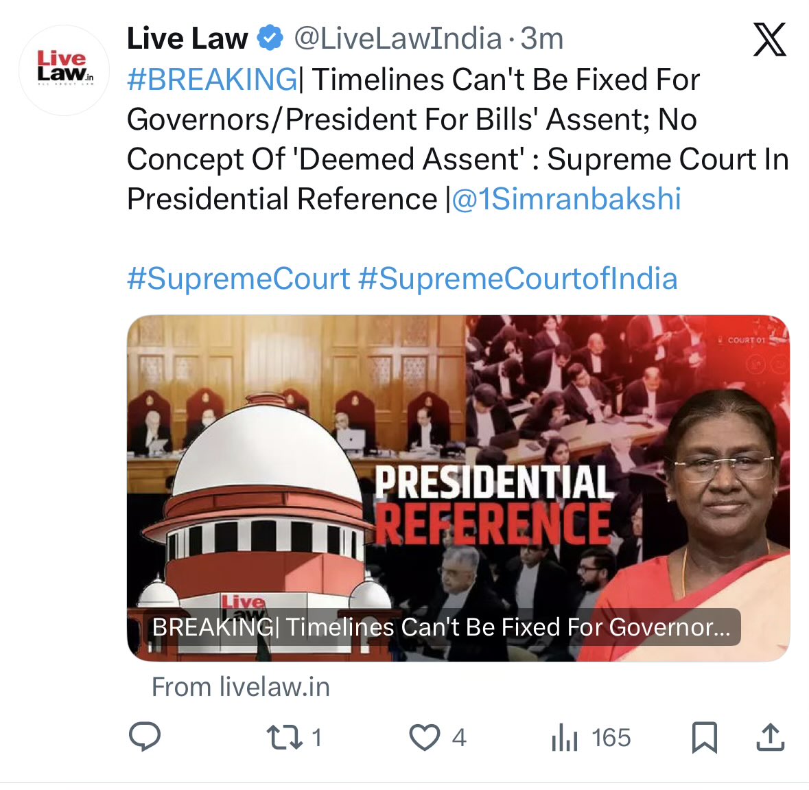 எதையாவது அரைகுறையா படிச்சுட்டுத் திரிக்கவேண்டியது. ஆளுநருக்கும் குடியரசுத் தலைவருக்கும் காலநிர்ணயம் செய்யமுடியாதுன்னு மிகத்தெளிவாக நீதிமன்றம் சொல்லியிருக்கு.  ஆங்கிலம் தெரிந்தால் படிக்கவும்