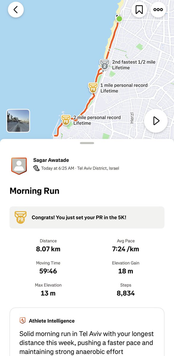 Day start demands cardio! 
As yesterday night ate fab Prozdor burger and met golda ice cream with winky smile.