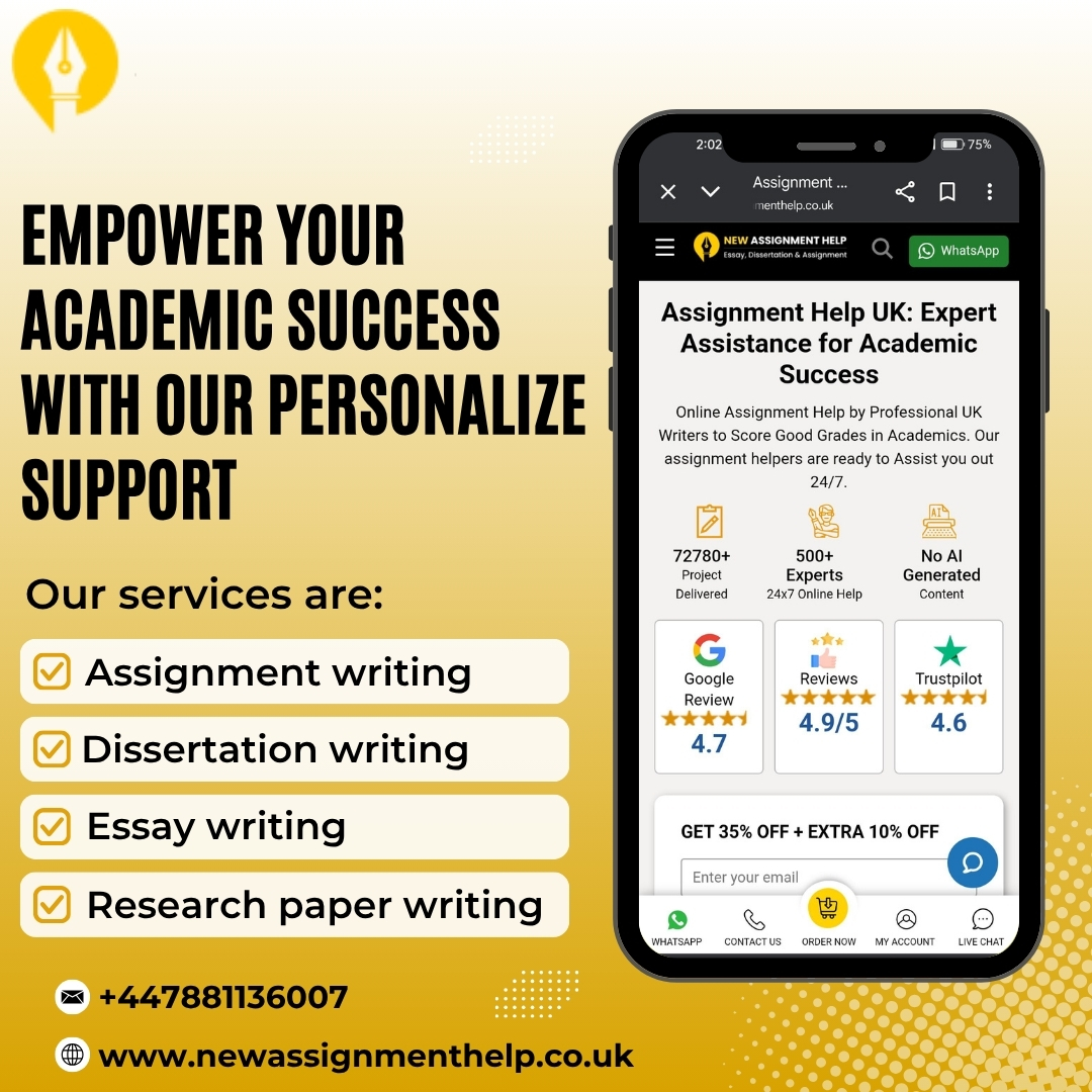 NewAssignmentH1's tweet image. Unlock your academic potential with expert support you can trust!
At New Assignment Help, we provide personalized, high-quality academic assistance to help you excel in every assignment, essay, dissertation, and research paper. 📚
#assignmentwriting #dissertationwriting #ukstudy