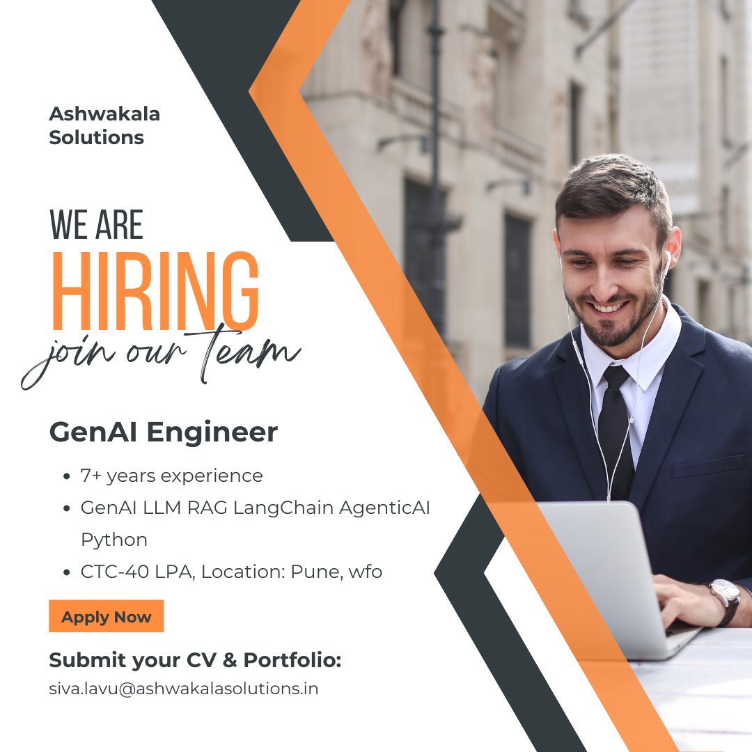 kesava00269024's tweet image. 🚀 We’re Hiring!
Exciting opportunities are open for the following hot requirements 👇

#Hiring #TechLead #DotNetDeveloper #Microservices #AIML #AIEngineer 
#MLArchitect #SoftwareArchitect #BackendDeveloper #AzureDevelopers 
#CloudEngineering #FullStackJobs #TechJobs #ITJobs