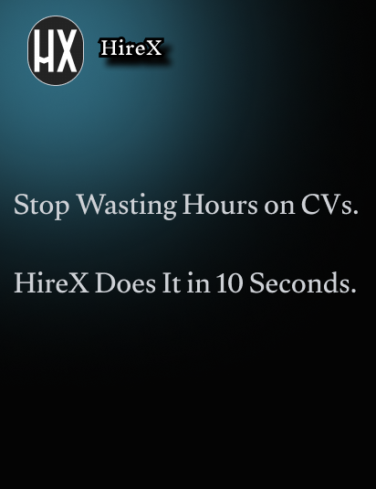areebaXirfan's tweet photo. 🚀 Built something new!HireX — AI Resume Analyzer
Screens 80+ CVs in seconds and shows the top 10% best-fit candidates.Hiring doesn’t need to be slow anymore.Try it free 👇

https://t.co/zRwxCY5FKV

#HireX #AIinHR #HRTech #BuildInPublic https://t.co/iCwAbKRPZo