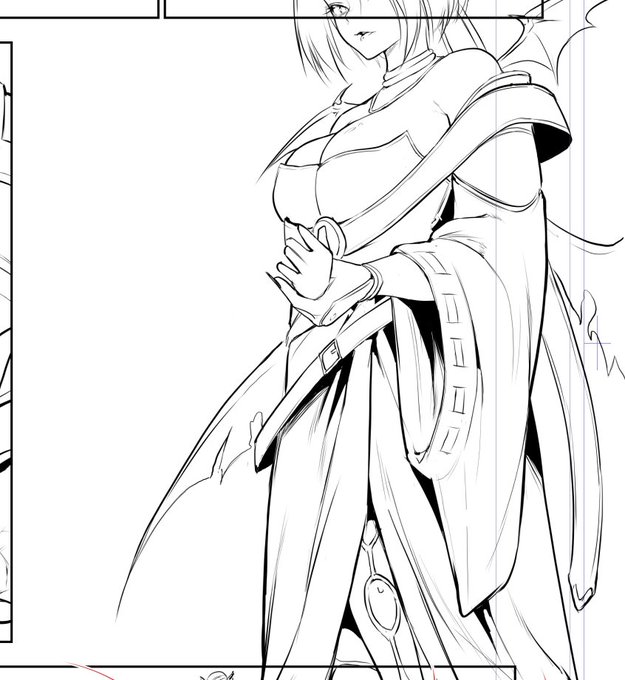 線画の段階でここまでベタ入れる方がいい 