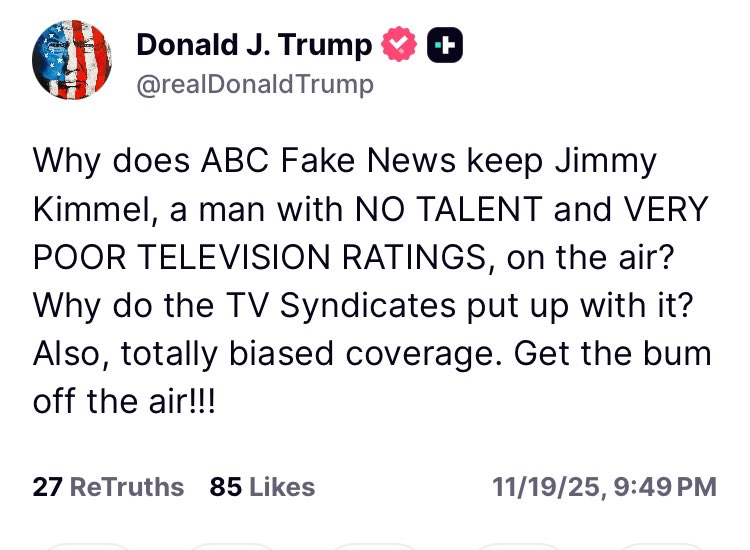 Acyn's tweet image. Trump on Kimmel