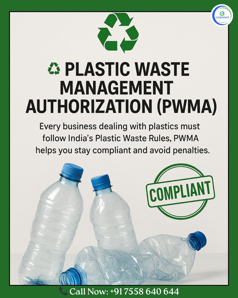 corpseed's tweet image. Get your Plastic Waste Management Authorization (PWMA) done quickly and hassle-free with Corpseed.

From documentation to filing - we handle everything. 🚀
📞 +91 7558 640 644
🌐 corpseed.com

#PWMA #Compliance #Corpseed #PlasticWasteManagement