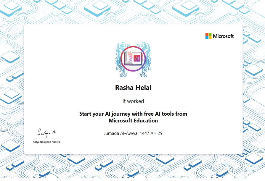 RashaHelal8's tweet image. I am grateful to be a member of the Microsoft Educator Community and to be part of this huge educational entity.
#Microsoft 
#microsoftdeveloper 
#Copilot
#تعليمية_البريمي 
#rashahelal