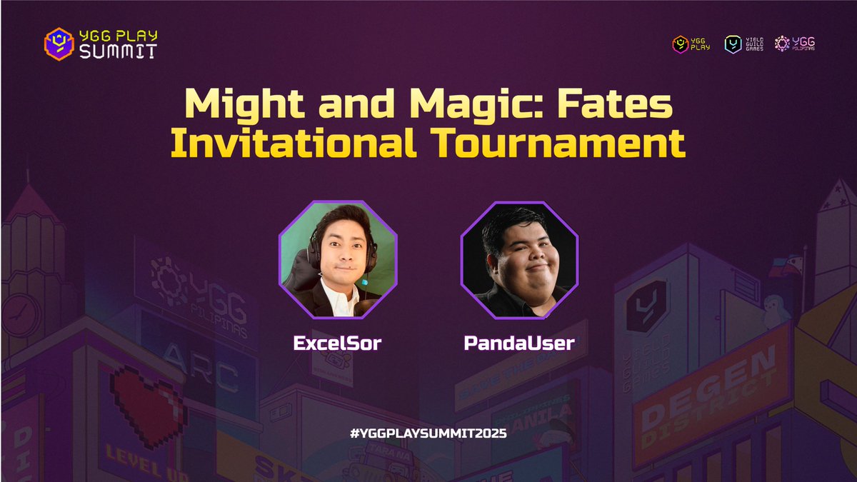 YGGPlaySummit's tweet photo. Strategy rises in the City of Play as the Might and Magic: Fates Invitational Tournament lands on the Arena Stage. @excelsorph and @PandaUser0 guide viewers through high-level duels from Ubisoft’s newest TCG.

Happening on Thursday, 20 Nov 

Unlock a FREE ticket through ARC at https://t.co/yXP536WvzC

#YGGPlaySummit2025