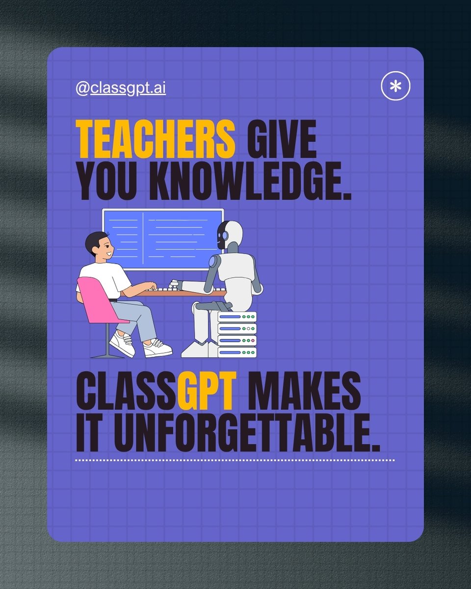 classgpt_ai's tweet image. Because real learning isn’t about filling pages…

#ClassGPT #SmartLearning #AIforStudents #StudyMotivation 
#DigitalEducation #StudySmarter #EdTech #StudentLife