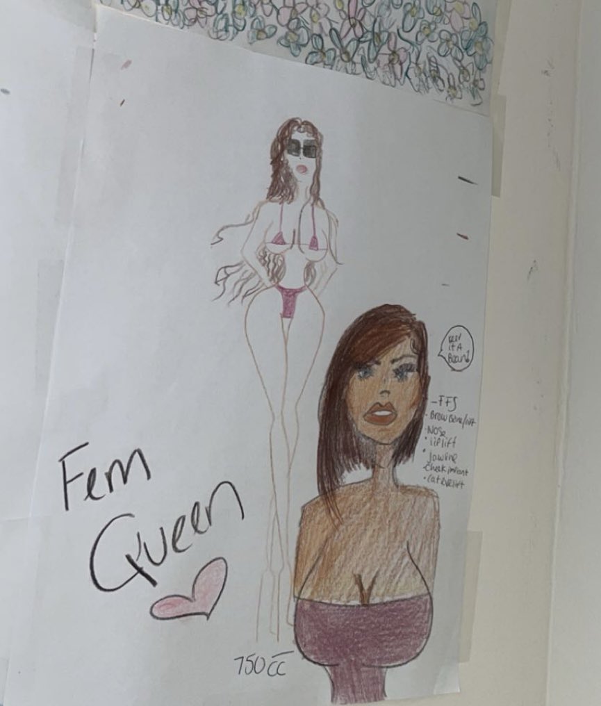 Throwback to when my hrt clinic collabed with a local middle school to make supportive drawings for the patients and some hilarious 6th grader drew a doll and listed her surgeries