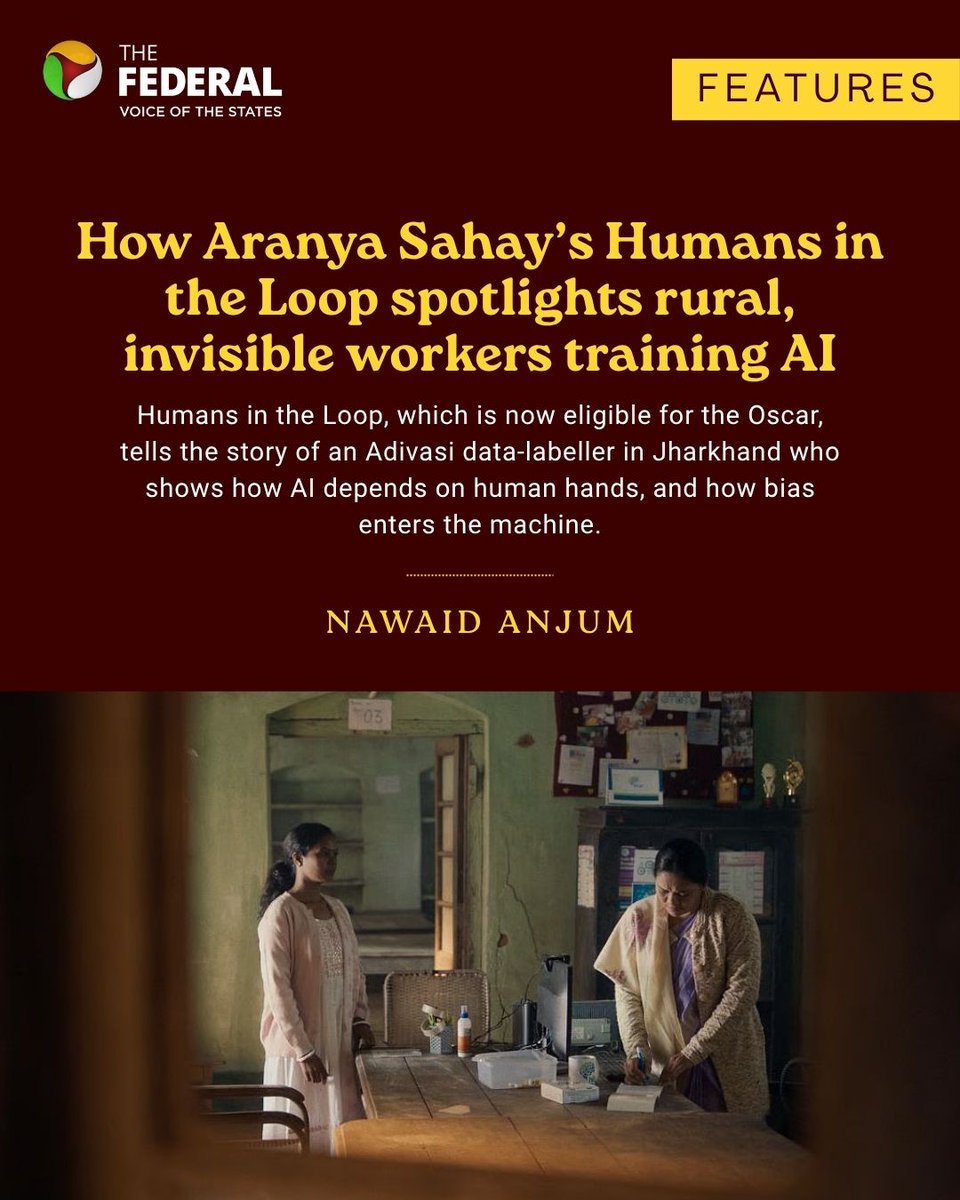TheFederal_News's tweet image. #Features | The film lays bare how AI depends on human judgment, indigenous knowledge and labour, and how that is often misread or erased by the systems it sustains, writes @nawaidanjum.

Full story here: thefederal.com/films/aranya-s…

#DataLabeling #AI #HumanInTheLoop #IndianCinema