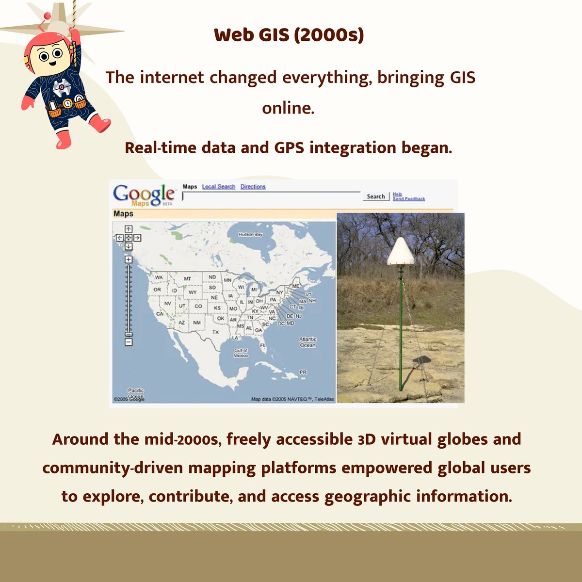 HexamapSolution's tweet image. GIS Week Spotlight:

In the 2000s, GIS shifted to the web, bringing real time data, GPS integration, and community mapping to everyone. It made geographic insights more accessible than ever.

#GISWeek #WebGIS #GIS #HexamapSolutions #Hank